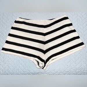 Zara Black and White Striped Women Shorts